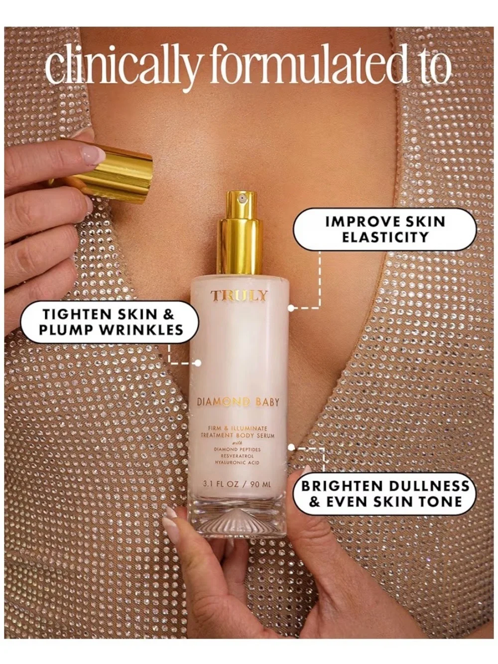 Truly Diamond Baby Body Serum 3.1 oz Diamond Peptides Firming NIB